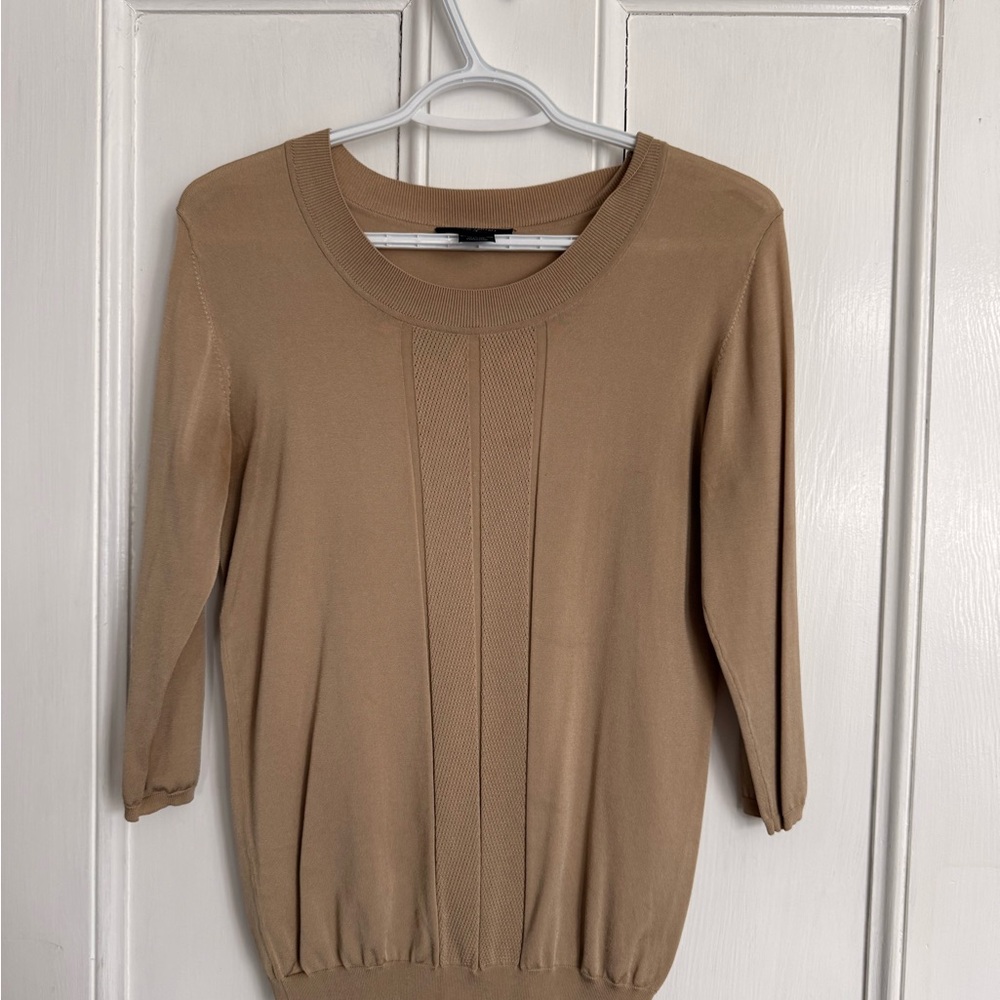 Pink Tartan - Beige Knit Crewneck Sweater - size small
